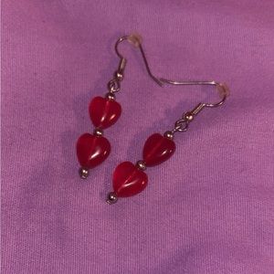 Red heart and unicorn earrings